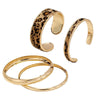 Goldplated Geometric Leopard Print Stackable Bracelet For Women Narrow Glossy Fashion Jewelry