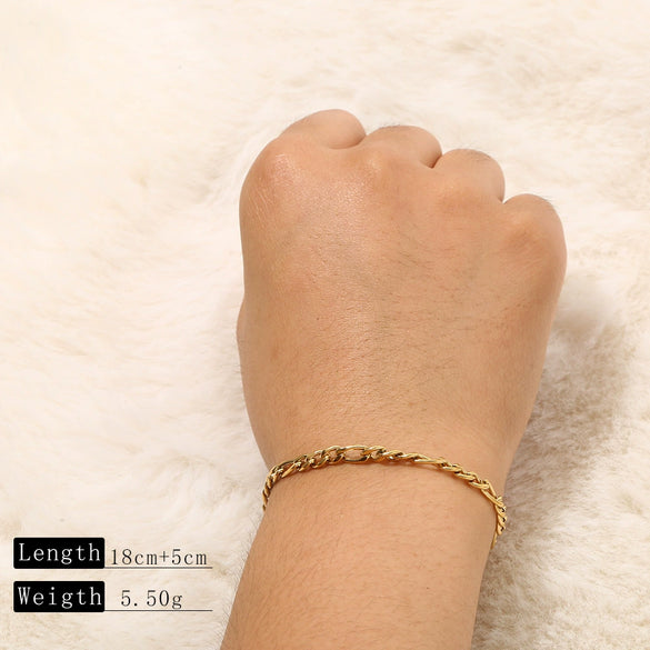 Goldplated Handmade Diy Trendy Bracelets With Snake Bone Chains Cuban Chains Bead Chains In Stainless Steel And Geometric Shape