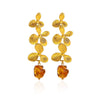 Goldplated Stainless Steel Floral Petal Tassel Stud Earrings For Women Elegant Botanical Statement Jewelry