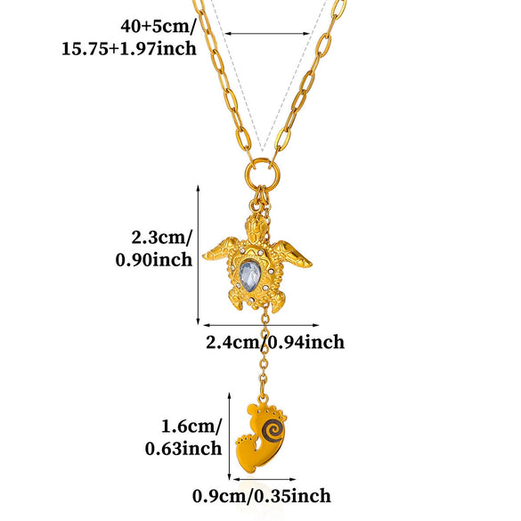 Goldplated Stainless Steel Oceaninspired Turtle Pendant Earrings And Geometric Animal Jewelry Set For Women