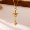 Goldplated Stainless Steel Oceaninspired Turtle Pendant Earrings And Geometric Animal Jewelry Set For Women