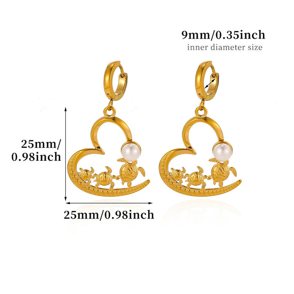 Goldplated Stainless Steel Oceaninspired Turtle Pendant Earrings And Geometric Animal Jewelry Set For Women