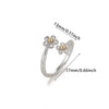 Goldplated Stainless Steel Open Doublelayer Flower Ring With Bright Zircon Details For Women