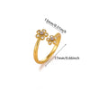 Goldplated Stainless Steel Open Doublelayer Flower Ring With Bright Zircon Details For Women