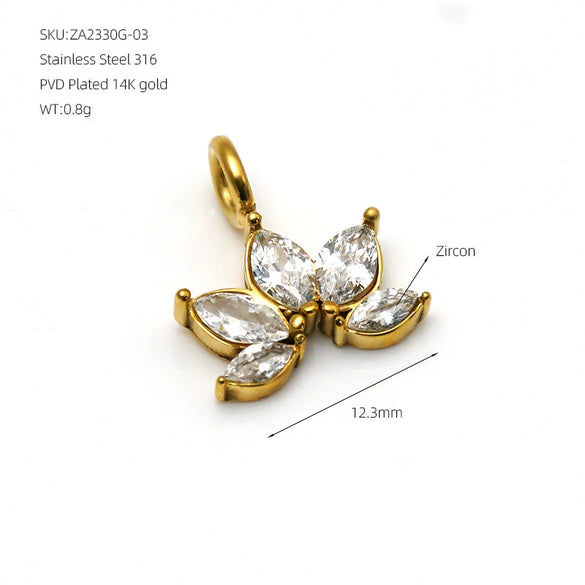 Goldplated Stainless Steel Petal Zircon Pendant Jewelry Accessory Simple And Stylish Diy Design