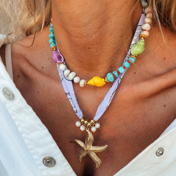 Goldplated Titanium Steel Starfish Necklace For Women With Electroplating Process