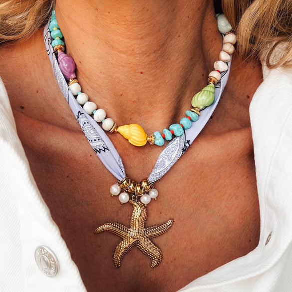 Goldplated Titanium Steel Starfish Necklace For Women With Electroplating Process