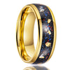 Goldplated Tungsten Steel Couple Rings With Starry Sky Gold Foil Inlay Minimalist Geometric Unisex Bands Wholesale