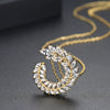 Goldtone Copper Leaf Pendant Necklace With Zircon Inlay Wheat Ear Branch Design And Ochain For Women