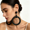 Goldtone Oversized Round Hoop Earrings For Women Electroplated Iron Alloy Geometric Statement Jewelry With Stainless Steel Posts