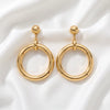 Goldtone Oversized Round Hoop Earrings For Women Electroplated Iron Alloy Geometric Statement Jewelry With Stainless Steel Posts