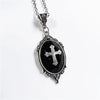 Gothic Cross Pendant Embossed Crystal Alloy Cross Necklace For Unisex