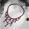Gothic Dark Red Crystal Beaded Necklace With Blood Drip Tassel Pendant Alloy Clavicle Chain Handmade Beadwork And Lobster Clasp For Women