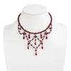 Gothic Dark Red Crystal Beaded Necklace With Blood Drip Tassel Pendant Alloy Clavicle Chain Handmade Beadwork And Lobster Clasp For Women