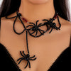 Gothic Dark Style Crystal Spider Plastic Beads Clavicle Chain With Electroplating For Women