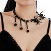 Gothic Dark Style Crystal Spider Plastic Beads Clavicle Chain With Electroplating For Women