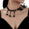 Gothic Dark Style Crystal Spider Plastic Beads Clavicle Chain With Electroplating For Women