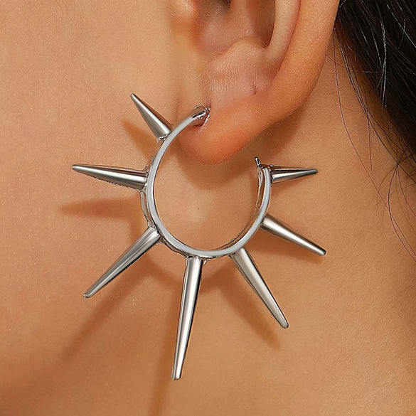 Gothic Handmade Zinc Alloy Heart And Cross Drop Pendant Rivet Punk Women's Earrings