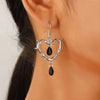 Gothic Handmade Zinc Alloy Heart And Cross Drop Pendant Rivet Punk Women's Earrings