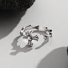 Gothic Hip-Hop Retro Cross Symbol Copper Hollow Out Silver Plated Unisex Rings