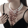 Gothic Imitation Pearl Crystal Tassel Necklace Geometric Style