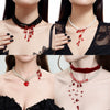 Gothic Imitation Pearl Velvet Crystal Geometric Tassel Ball Chain Necklace With Electroplating For Women