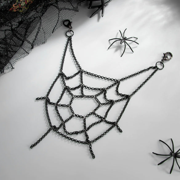 Gothic Iron Spider Web Tassel Pants Chain With Pendant And Lobster Clasp Waist Chain