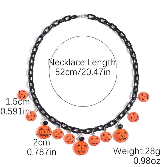 Gothic Jewelry Halloween Bat Ghost Skull Pumpkin Spider Pendant Necklace Zinc Alloy Electroplating