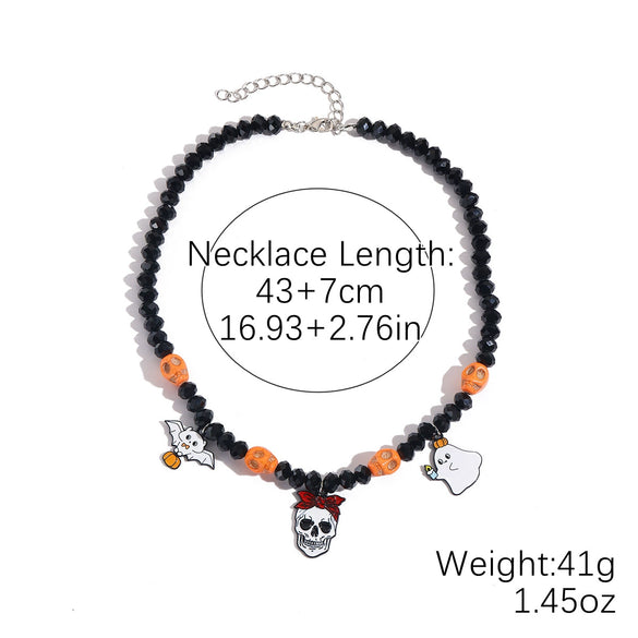 Gothic Jewelry Halloween Bat Ghost Skull Pumpkin Spider Pendant Necklace Zinc Alloy Electroplating