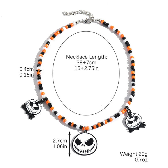 Gothic Jewelry Halloween Bat Ghost Skull Pumpkin Spider Pendant Necklace Zinc Alloy Electroplating