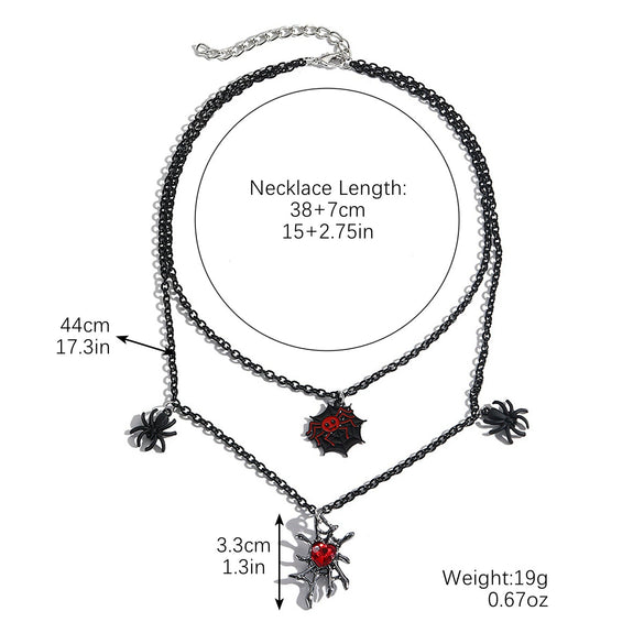Gothic Jewelry Halloween Bat Ghost Skull Pumpkin Spider Pendant Necklace Zinc Alloy Electroplating