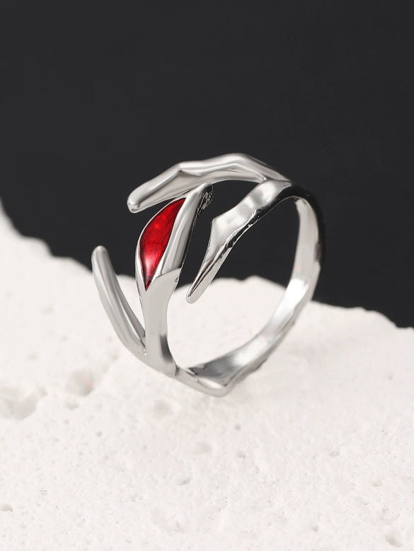 Gothic Punk Design Advanced Joint Ring Alloy Geometric Electroplated Unisex Retro Adjustable Opening Ring
