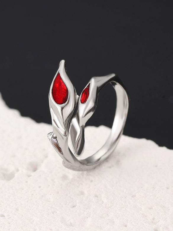 Gothic Punk Design Advanced Joint Ring Alloy Geometric Electroplated Unisex Retro Adjustable Opening Ring