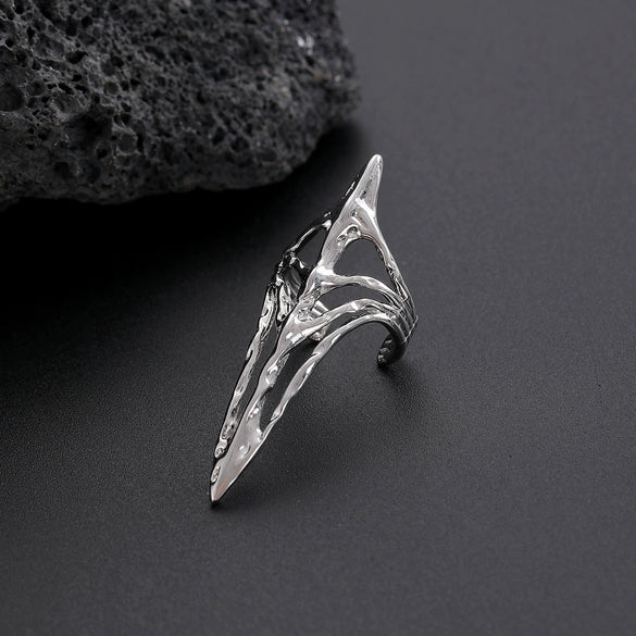 Gothic Punk Design Advanced Joint Ring Alloy Geometric Electroplated Unisex Retro Adjustable Opening Ring