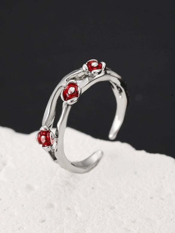 Gothic Punk Design Advanced Joint Ring Alloy Geometric Electroplated Unisex Retro Adjustable Opening Ring