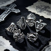 Gothic Punk Skull Ring Set Polished Electroplated Alloy Geometric Open Rings For Women And Men