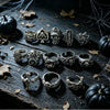 Gothic Punk Skull Ring Set Polished Electroplated Alloy Geometric Open Rings For Women And Men