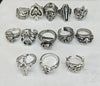 Gothic Punk Skull Ring Set Polished Electroplated Alloy Geometric Open Rings For Women And Men