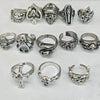 Gothic Punk Skull Ring Set Polished Electroplated Alloy Geometric Open Rings For Women And Men
