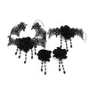 Gothic Style Dark Black Lace Handmade Chain Artificial Crystal Rose Flower Tassel Choker Necklace