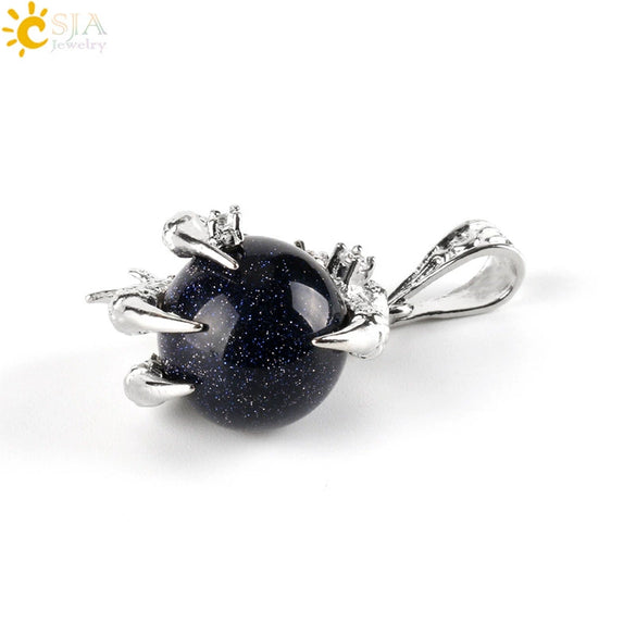 Gothic Style Dragon Claw Natural Stone Round Ball Crystal Pendant With Copper Accessories Minimalist Neutral Jewelry