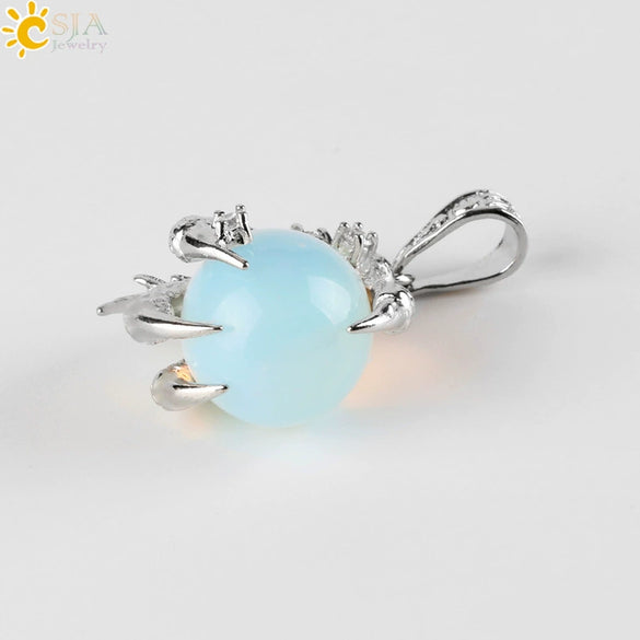 Gothic Style Dragon Claw Natural Stone Round Ball Crystal Pendant With Copper Accessories Minimalist Neutral Jewelry