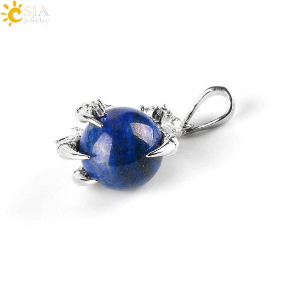 Gothic Style Dragon Claw Natural Stone Round Ball Crystal Pendant With Copper Accessories Minimalist Neutral Jewelry
