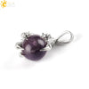 Gothic Style Dragon Claw Natural Stone Round Ball Crystal Pendant With Copper Accessories Minimalist Neutral Jewelry
