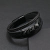Gothic Style Magnetic Buckle Handwoven Leather Men's Bracelet With Geometric Pattern And Crack Gold Word