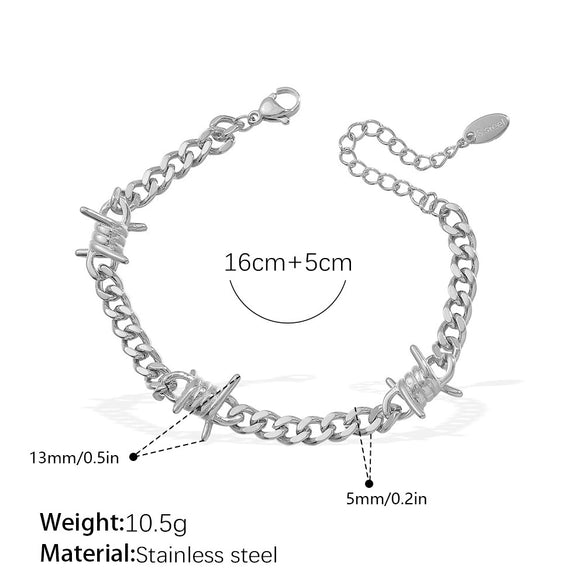 Gothic Style 316L Stainless Steel Thorns Necklace And Bracelet Unisex 18K Gold Plated