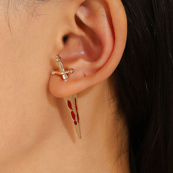 Gothic Sword Women's Alloy Ear Studs With Geometric Pattern And Electroplating Treatment