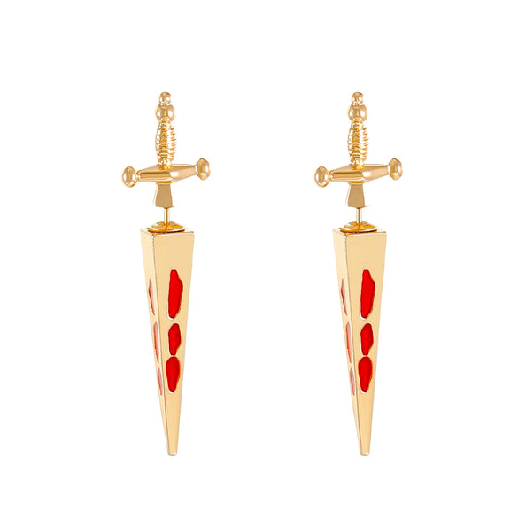 Gothic Sword Women's Alloy Ear Studs With Geometric Pattern And Electroplating Treatment