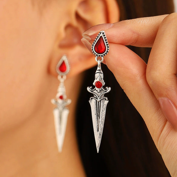 Gothic Sword Women's Alloy Ear Studs With Geometric Pattern And Electroplating Treatment