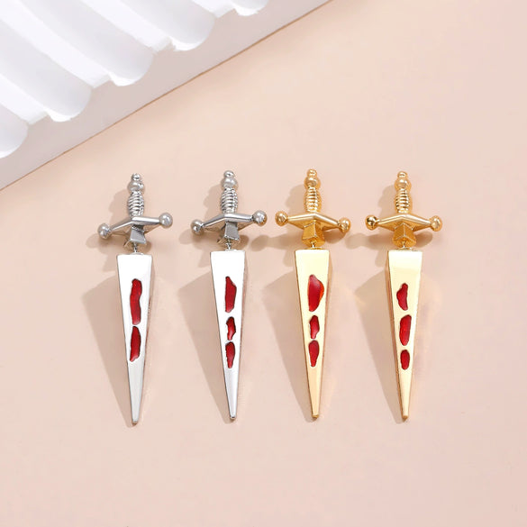 Gothic Sword Women's Alloy Ear Studs With Geometric Pattern And Electroplating Treatment